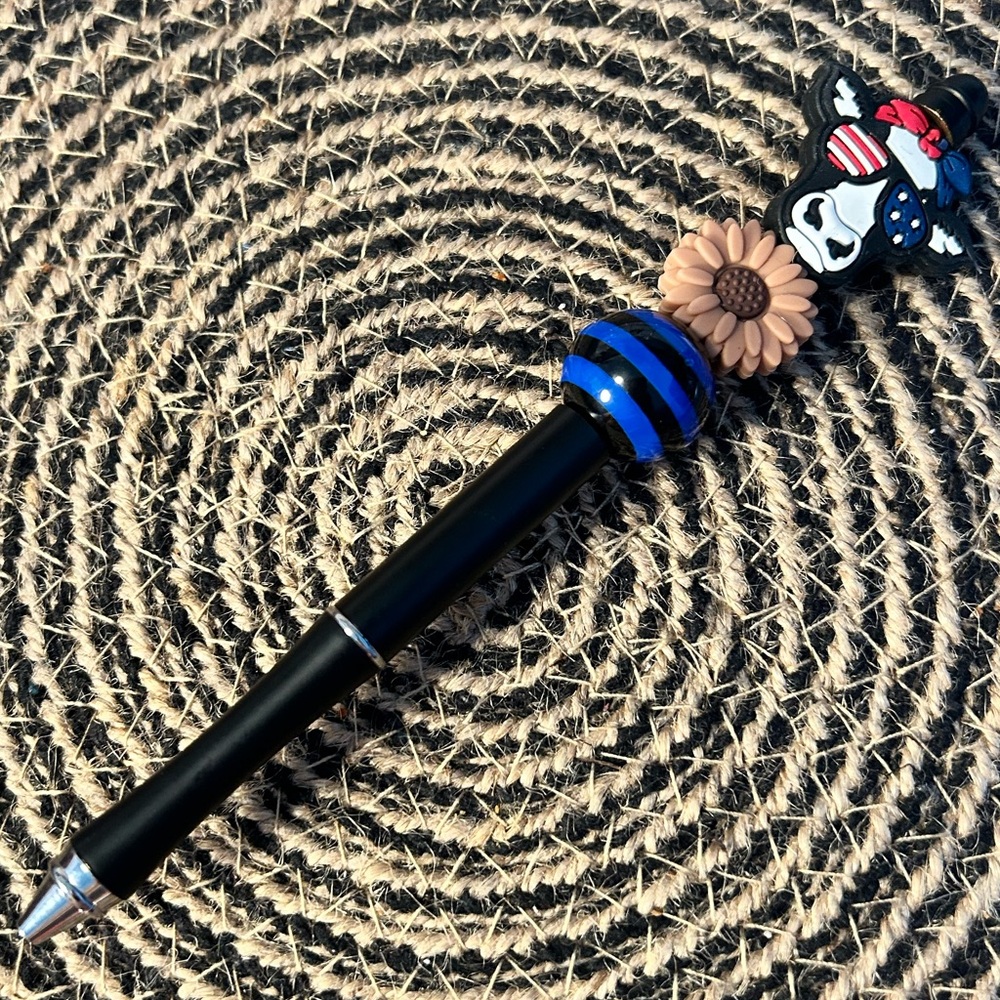 Patriotic / Thin Blue Line / Beaded Pen